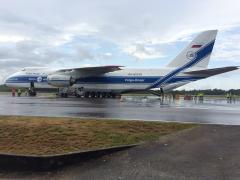 LISA Pathfinder was flown from London Stansted Airport to Cayenne Félix Eboué Airport, French Guiana, on an Antonov An-124 cargo aircraft. Copyright: ESA 